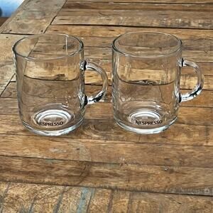 Nespresso Vertuo Glass Mugs Set of 2 4.3" Made In France Tempered Glass